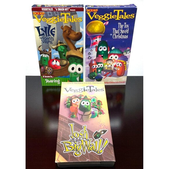 VeggieTales VHS Lot Josh & Big Wall Lyle Kindly Viking Toy That Saved Christmas - Picture 1 of 7